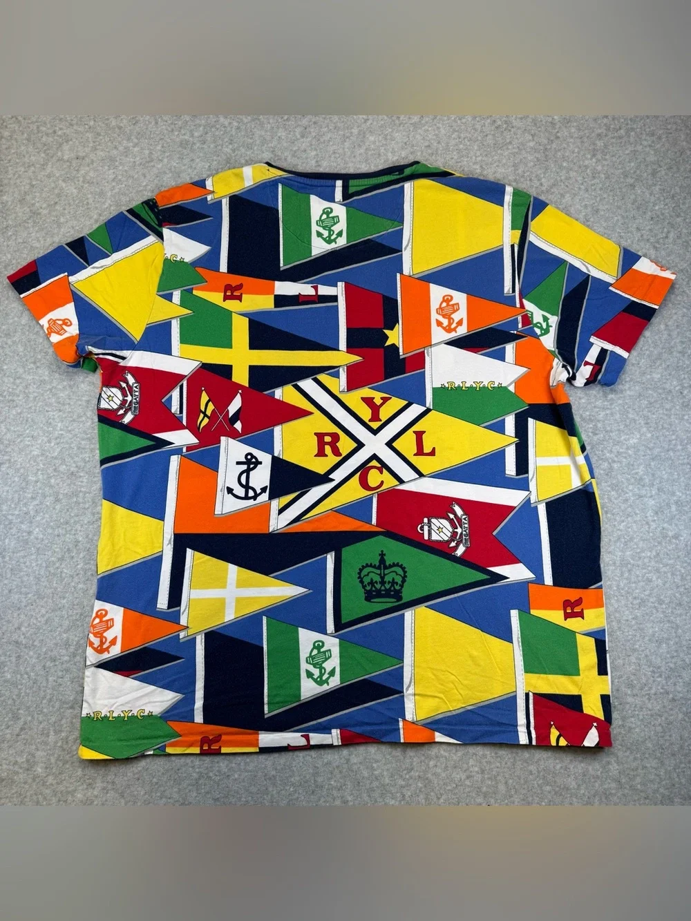 Polo by Ralph Lauren Kids Nautical Flag Print Tee in Blue, Yellow & Red